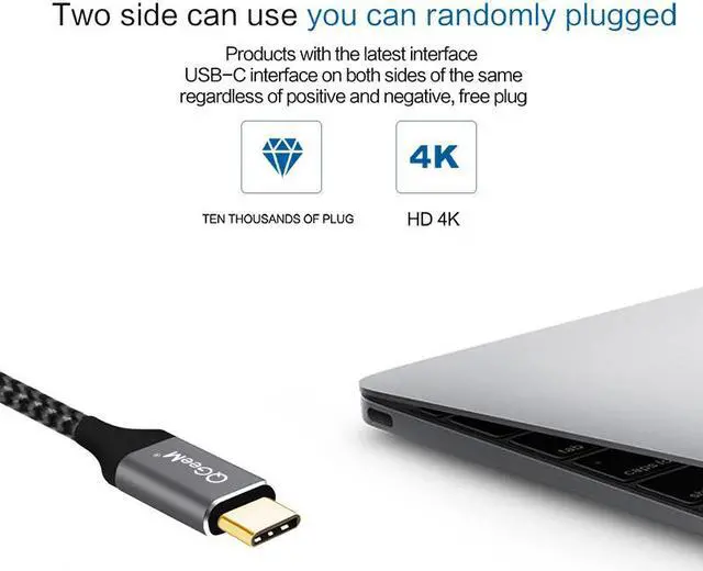 Alt view image 5 of 6 - QGeeM USB C to HDMI 4K Cable adapter Thunderbolt 3 Compatible for huawei mate 20 macBook pro 2018 ipad pro galaxy S9 HDMI USB-C