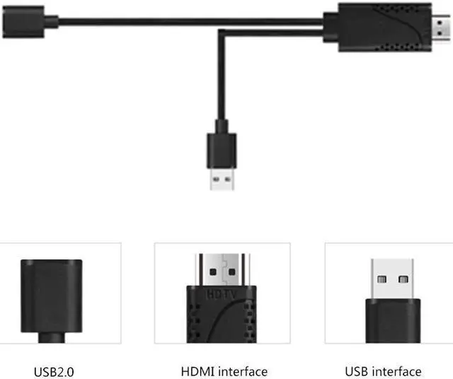 Alt view image 4 of 6 - HD 1080P USB to HDMI Cable For iPhone 8 X 7 6s Plus Samsung Galaxy S8 Android Phones TV Video Audio Adapter HDMI Cable