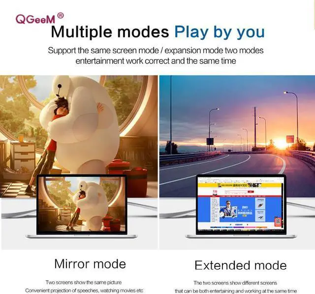 Alt view image 4 of 6 - QGeeM USB C to HDMI 4K Cable adapter Thunderbolt 3 Compatible for huawei mate 20 macBook pro 2018 ipad pro galaxy S9 HDMI USB-C