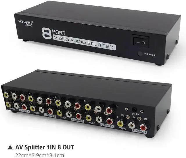Alt view image 5 of 6 - AV Splitter DVD HDTV RCA Video Splitter Box 1 to 8 out 3 RCA Distributor 1 in 4 RCA Audio Video AV Adapter not Switcher Switch