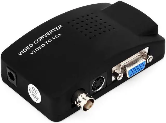 Alt view image 3 of 6 - Black Color TV BNC Composite S-video VGA In to PC VGA LCD Out Converter Adapter Box Media Video Converter