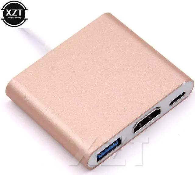 Alt view image 5 of 5 - High Quality 3in1 Hub USB 3.1 Type C to 4K HDMI TV USB3.0 Video Adapter For Macbook Pro Type C HDMI Adapter Video Converter