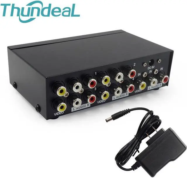 Alt view image 2 of 6 - AV Splitter DVD HDTV RCA Video Splitter Box 1 to 8 out 3 RCA Distributor 1 in 4 RCA Audio Video AV Adapter not Switcher Switch