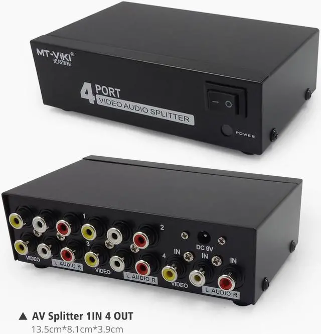 Alt view image 6 of 6 - AV Splitter DVD HDTV RCA Video Splitter Box 1 to 8 out 3 RCA Distributor 1 in 4 RCA Audio Video AV Adapter not Switcher Switch