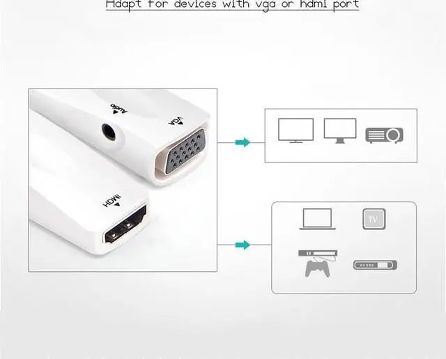 Alt view image 5 of 5 - Male to VGA 15 Pin Female Adapter Audio Cable Converter FHD 1080P 720P 480P For PC Laptop TV Box Computer Display Projector