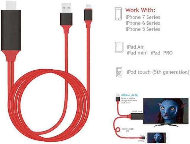 Alt view image 5 of 6 - FORNORM 1080P HDMI Cable For Lightning to HDMI HDTV TV Adapter USB Cable For iPhone5 5S 6 6 Plus 6S 6 Plus 7 8Plus