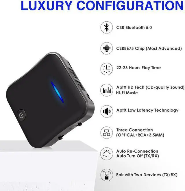 Alt view image 3 of 5 - HD Bluetooth 5.0 Receiver Transmitter CSR8675 Wireless Audio Adapter APT-X Dongle with Optical/SPDIF for TV Speakers