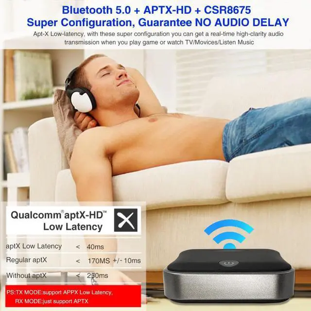 Alt view image 5 of 5 - HD Bluetooth 5.0 Receiver Transmitter CSR8675 Wireless Audio Adapter APT-X Dongle with Optical/SPDIF for TV Speakers