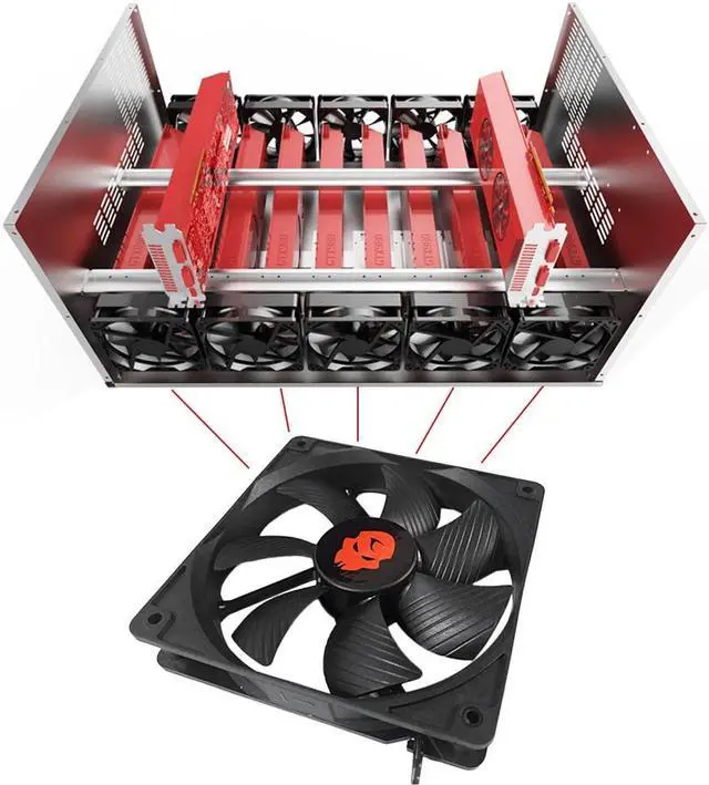 Alt view image 5 of 7 - Professional 6-8 GPU Miner Case Magnalium Alloy Mining Rig Case Open Air Frame Rig Graphics Case For ETH/ETC/ZCash ZEC XMR Ethereum,Bitcoin,and Altcoins with 5 ultra quiet fans