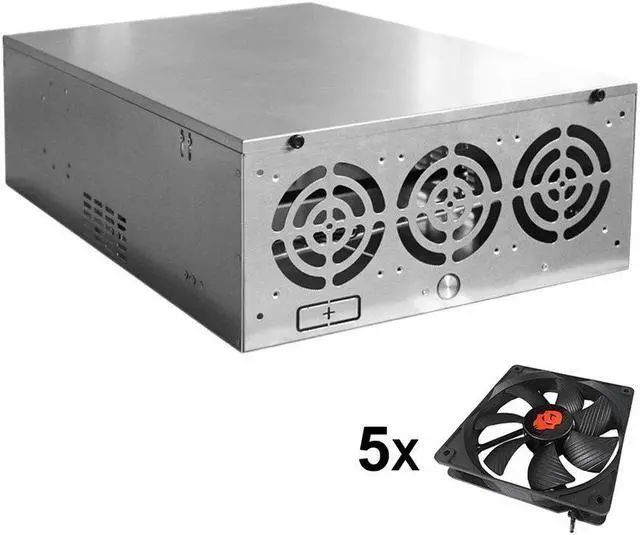 Alt view image 3 of 7 - Professional 6-8 GPU Miner Case Magnalium Alloy Mining Rig Case Open Air Frame Rig Graphics Case For ETH/ETC/ZCash ZEC XMR Ethereum,Bitcoin,and Altcoins with 5 ultra quiet fans