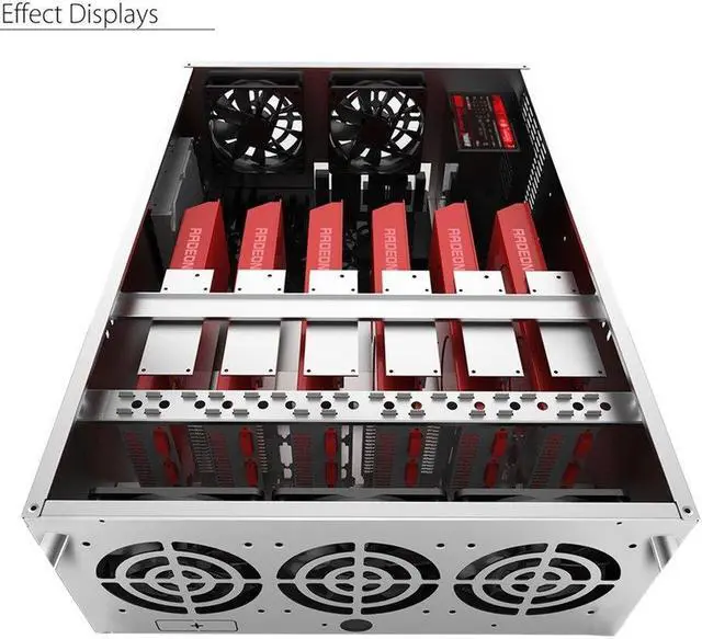 Alt view image 4 of 7 - Professional 6-8 GPU Miner Case Magnalium Alloy Mining Rig Case Open Air Frame Rig Graphics Case For ETH/ETC/ZCash ZEC XMR Ethereum,Bitcoin,and Altcoins with 5 ultra quiet fans
