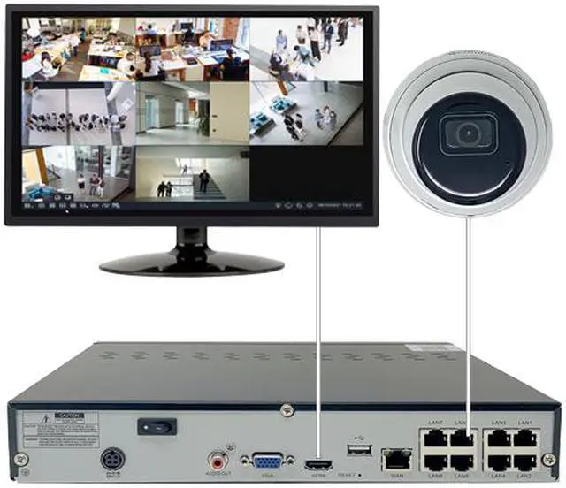 Alt view image 3 of 7 - Camius UltraHD 4K PoE 8CH NVR System with Hard Drive 4TB, 4 5MP 2K Dome and Bullet Security Cameras with Audio Monitoring, Recording, 100ft Night Vision, Motion, Sound Detection
