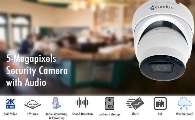 Alt view image 5 of 7 - Camius UltraHD 4K PoE 8CH NVR System with Hard Drive 4TB, 4 5MP 2K Dome and Bullet Security Cameras with Audio Monitoring, Recording, 100ft Night Vision, Motion, Sound Detection