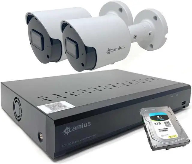 Main image of Camius 4K 8 Channel DVR Kit with hard drive 3TB, 2 pcs 4K Analog BNC security cameras, HDMI, Spot-out, PC, Mac, Phone remote access (expandable to 8 analog + 4IP cameras)