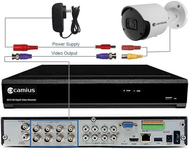 Alt view image 3 of 7 - Camius 4 x 4K Analog Security Cameras with Hybrid 8 Channel DVR Recorder with 4TB Hard drive, can add up to 12 channels (8 BNC+4 IP), Smart, Human, Vehicle Detection,PC, Mac, Browser, Phone compatible