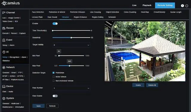 Alt view image 5 of 7 - Camius 4K PoE 16 Channel NVR Security Camera System with 4TB HDD, 16 x 2K Outdoor Cameras w/ Audio, Motion, Sound, Human, Vehicle Detection, 2 HDMI outputs, 2SATA, eSATA, PC, Mac, Browser, Phone view