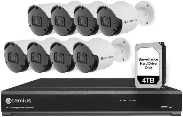 Main image of Camius 4K Security Camera System 16 channel DVR, 8 x 4K Outdoor Analog Security Cameras - Night vision, 91 Degree view, PC, Mac Software, Web Client, Mobile app (expandable storage to 42TB)