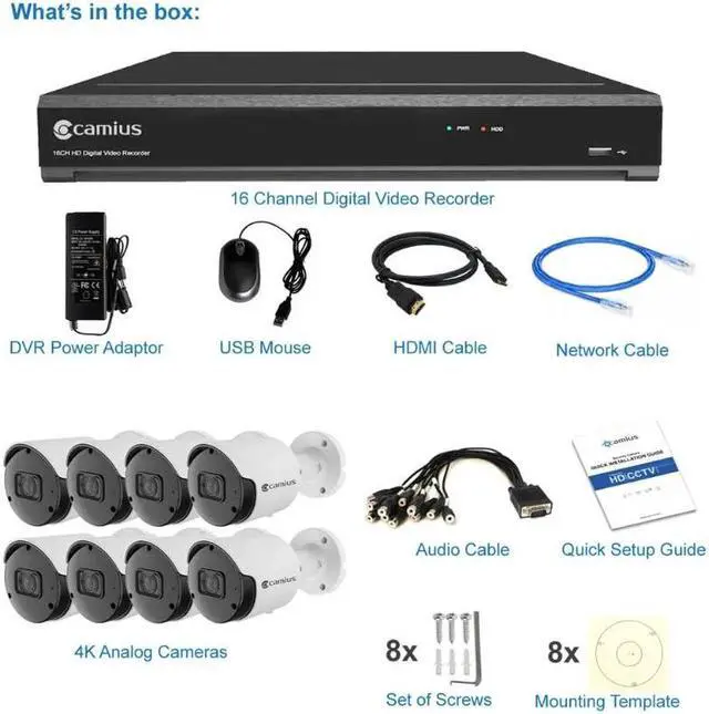 Alt view image 2 of 6 - Camius 4K Security Camera System 16 channel DVR, 8 x 4K Outdoor Analog Security Cameras - Night vision, 91 Degree view, PC, Mac Software, Web Client, Mobile app (expandable storage to 42TB)