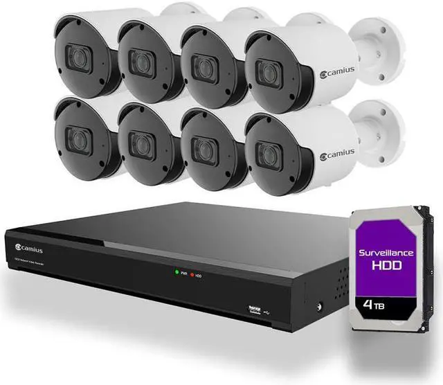 Main image of Camius PoE 16 Channel NVR System, 4TB HDD, 8 x 5MP PoE Outdoor Security Cameras with 24/7 Audio Video Recording, Smart Motion and AI Detection, PC/Mac/Mobile view