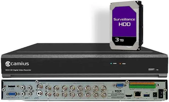 Main image of Camius 4K 16 Channel 5 in 1 Security Hybrid DVR with 3TB HDD, 2 Bay SATA with max Capacity 14TB per SATA, ESATA, HDMI, VGA, SPOT Output  (without cameras)  TRIVAULT4K2168R