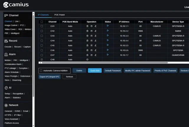 Alt view image 5 of 7 - Camius 4K 8 Channel NVR system with 4 5MP PoE Dome Security Cameras with Audio, Smart Motion, Sound, AI Human, Vehicle, Perimeter Intrusion, Line Crossing Detection, 110-degree view, 3TB Hard Drive
