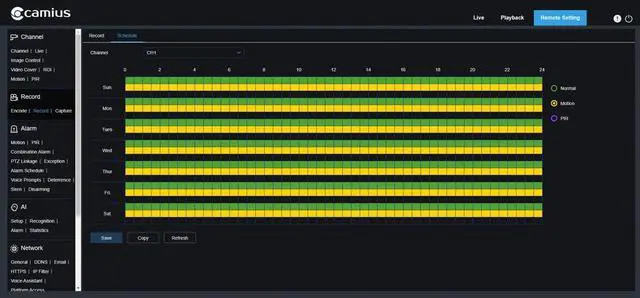 Alt view image 6 of 7 - Camius 4K 8 Channel NVR system with 4 5MP PoE Dome Security Cameras with Audio, Smart Motion, Sound, AI Human, Vehicle, Perimeter Intrusion, Line Crossing Detection, 110-degree view, 3TB Hard Drive