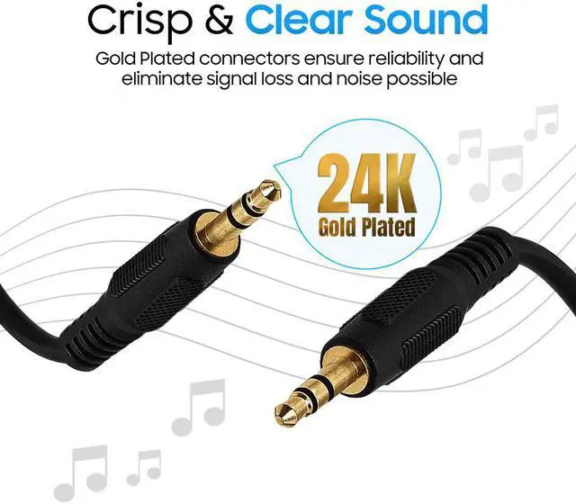Alt view image 3 of 7 - Cmple - 3.5mm Aux Audio Cable Stereo 3 ft AUX Cable Male to Male Speaker Cable Auxiliary Cord Adapter for Car, Phone, Headphones - Black