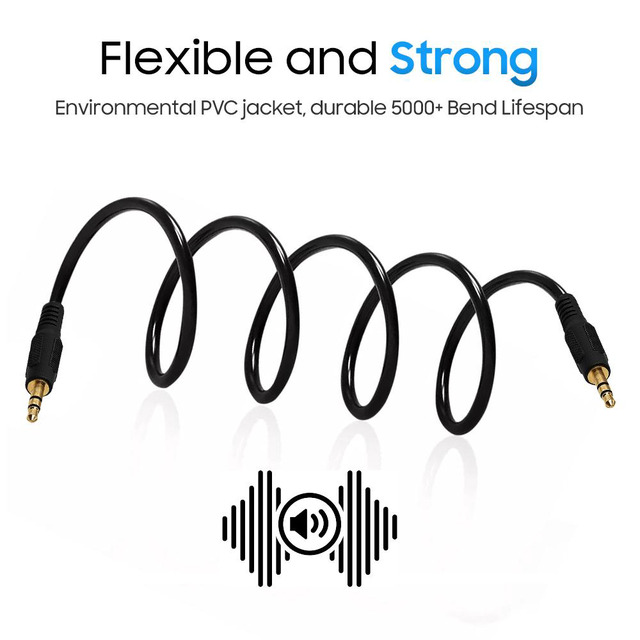 Cmple 3.5mm AUX Cable 2-Pack – Male To Male Stereo Audio Cord For Car, Phone, Speaker (Multiple Lengths)
