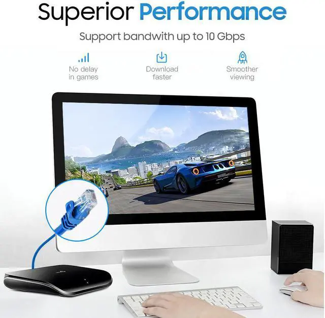 Alt view image 6 of 6 - Cmple - [10 PACK] 3 Feet Cat6 Ethernet Cable, 10Gbps - 550Mhz Patch Cable,  Internet Network Cord, UTP Computer LAN Cable with RJ45 Connectors, Cat 6 Wire - Blue