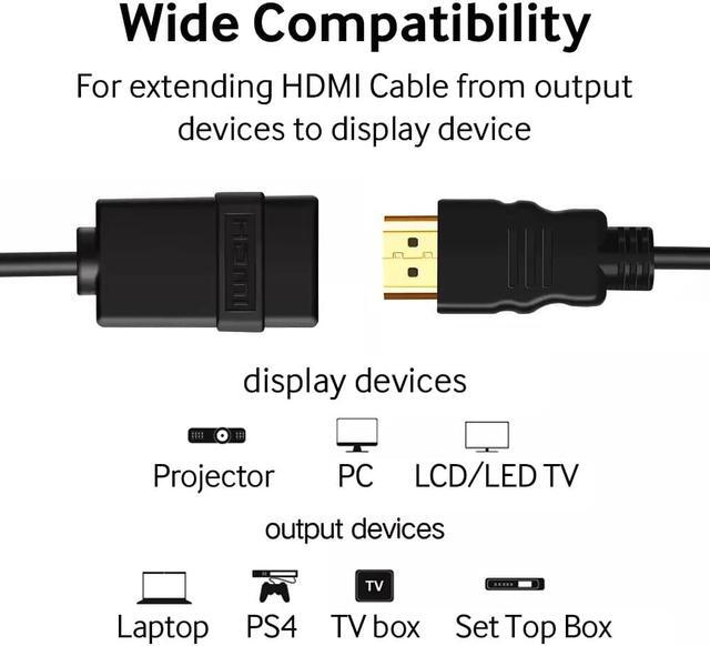 Alt view image 7 of 7 - Cmple - [2 PACK] 6 Feet HDMI Extension Cable, 4K HDMI Extender Male to Female Cord for Nintendo Switch, Xbox One S 360, PS5, PS4, Roku TV Stick, Blu-Ray Player, Google Chromecast, Laptop