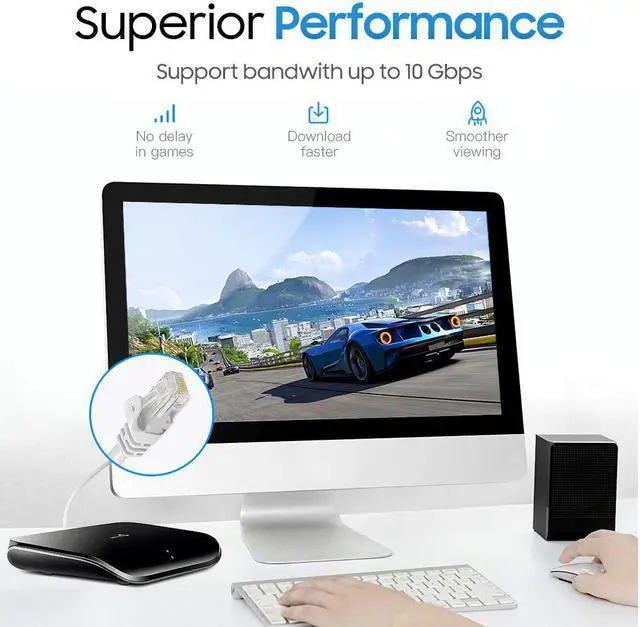 Alt view image 6 of 7 - Cmple - [20 PACK] 5 Feet Cat6 Ethernet Cable, Network Patch Cord, 550 MHz 10 Gbps Cat6 Internet Wire, Computer LAN Cable with RJ-45 Connectors - White