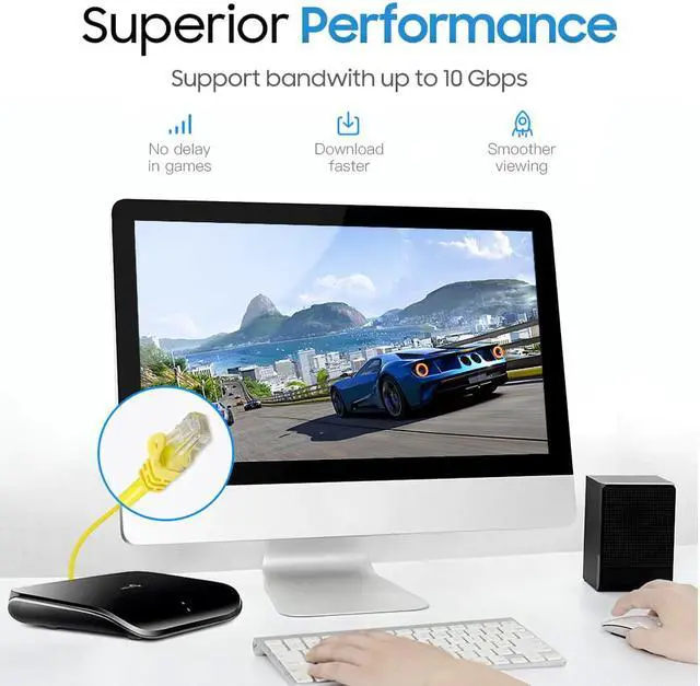 Alt view image 7 of 7 - Cmple Cat6 Ethernet Cable 10Gbps - Computer Networking Cord with Gold-Plated RJ45 Connectors, 550MHz Cat6 Network Ethernet LAN Cable Supports Cat6, Cat5e, Cat5 Standards - 1.5 Feet Yellow