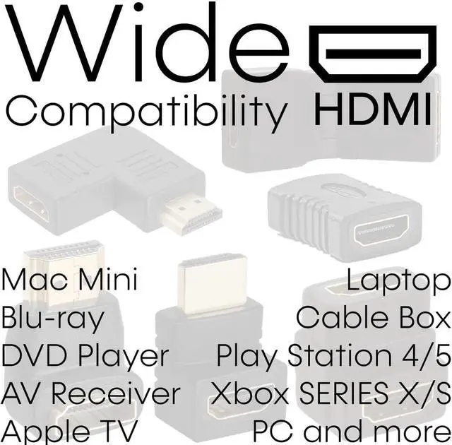 Alt view image 4 of 4 - Cmple - HDMI Female to HDMI Female Extender HDMI Port Saver Swivel Adapter, 4K 3D Female to Female HDMI Swiveling Extension (90 Degree Up & Down) for TV, Monitors, Projector, PS4, Laptop