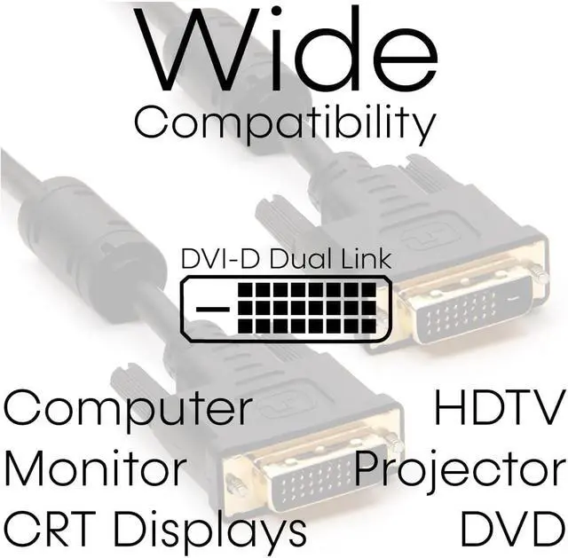 Alt view image 4 of 6 - Cmple  DVI to DVI Cable Dual Link Gold Plated - (DVI Dual Link Cable/DVI D Cable) for Laptop, Projector, HDTV - 50 Feet