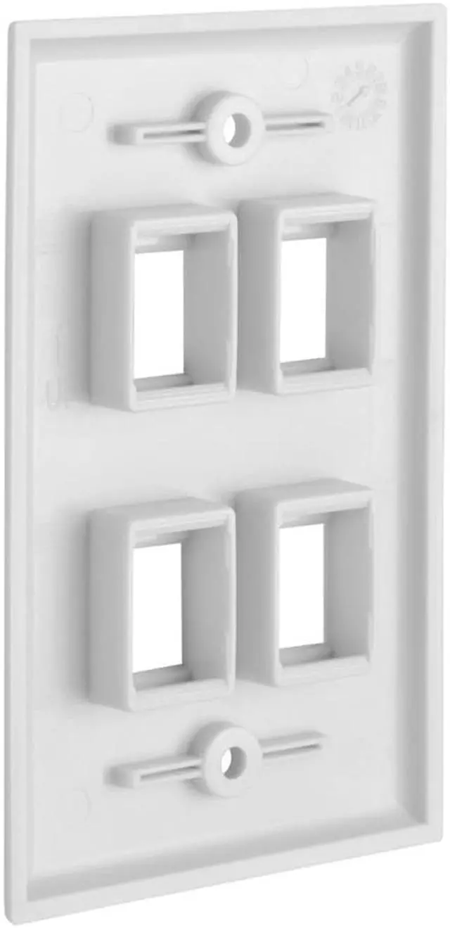 Alt view image 2 of 6 - Cmple - 4 Port Keystone Wall Plate Single-Gang Wall Plate with Standard Size Ethernet Wall Plate Keystone Jack Insert - White