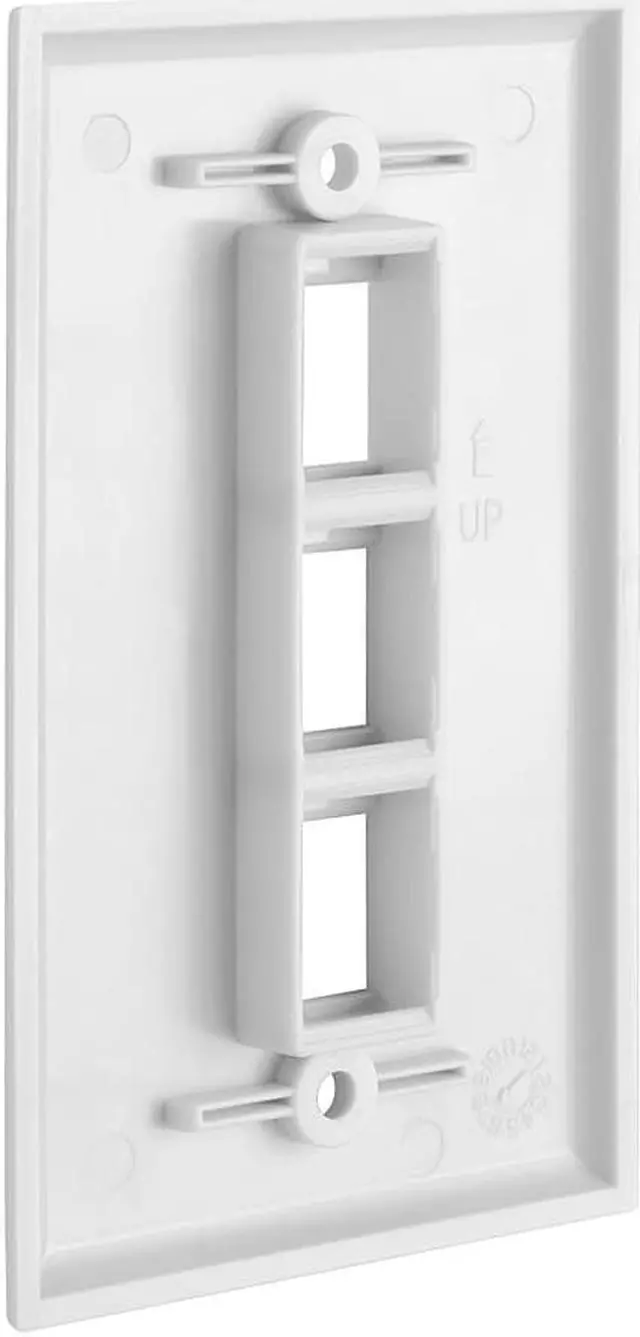 Alt view image 2 of 6 - Cmple - 3 Port Keystone Wall Plate Single-Gang Wall Plate with Standard Size Ethernet Wall Plate Keystone Jack Insert - White