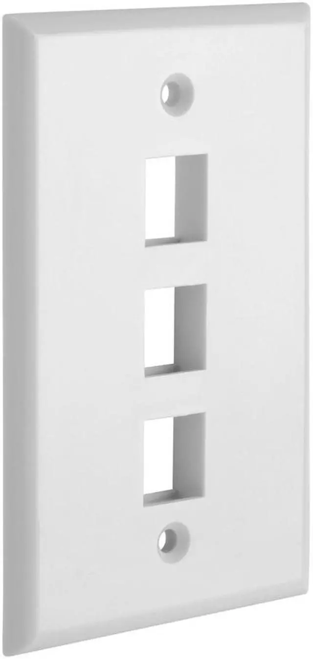 Main image of Cmple - 3 Port Keystone Wall Plate Single-Gang Wall Plate with Standard Size Ethernet Wall Plate Keystone Jack Insert - White