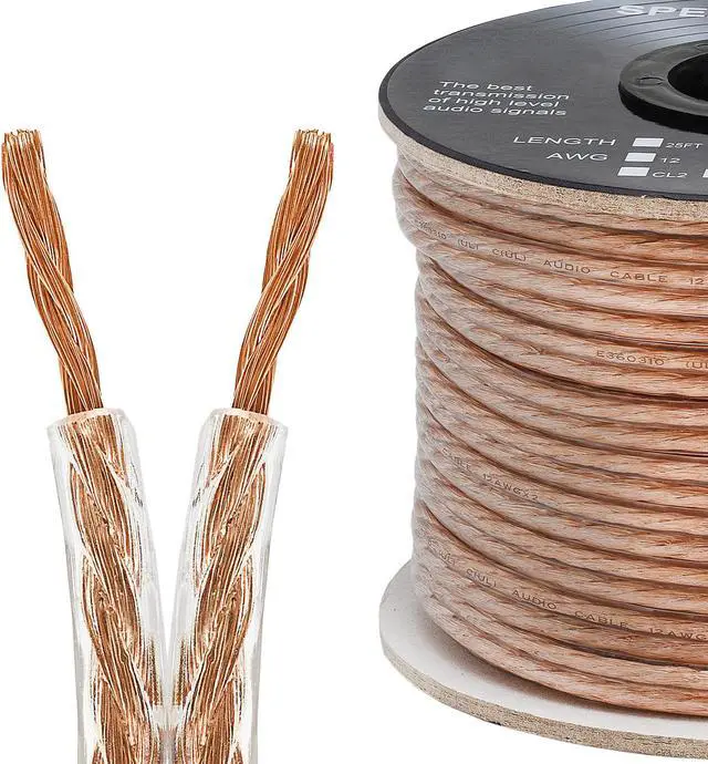Main image of Cmple - 2 Conductor 14AWG Speaker Wire for Home Theater System, Amplifier, Car Audio Speaker Cable - 50 Feet, Clear
