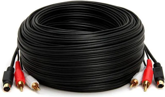 Alt view image 2 of 3 - Cmple - S-Video & 2-RCA Audio Cables Combo 4 Pin SVideo Male Cord, Gold Plated - 75 Feet