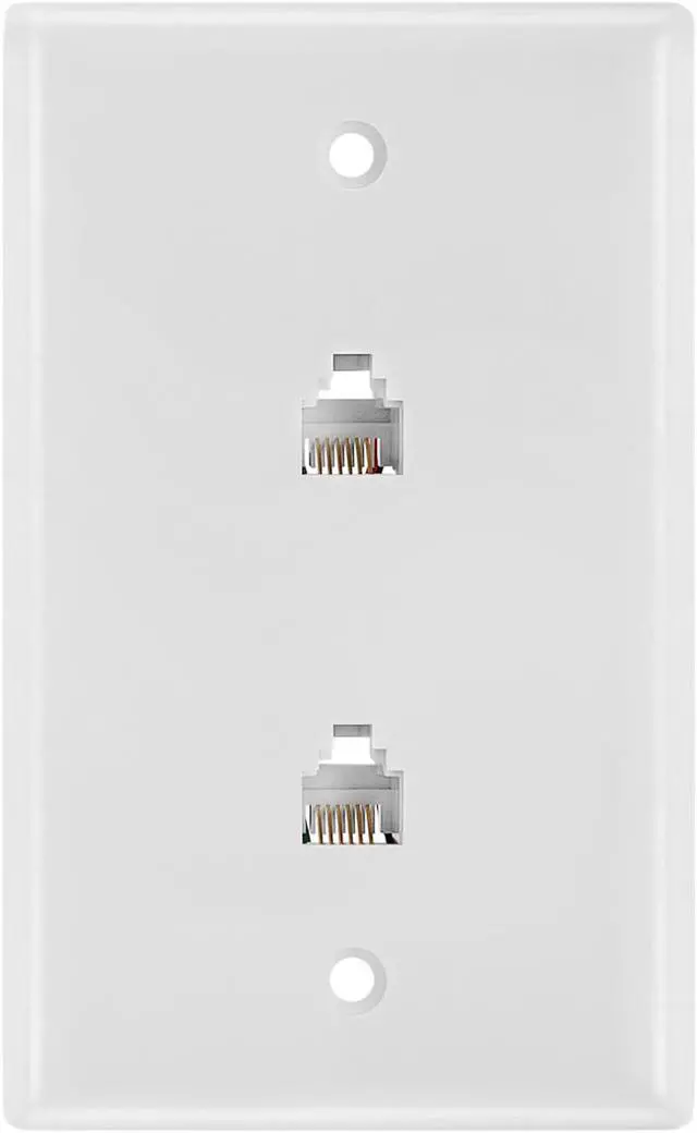 Main image of Cmple - Double RJ11 Connector with 6 Conductors Phone Wall Plate Jack 6P6C Telephone Dual Jack Wallplate with Screws