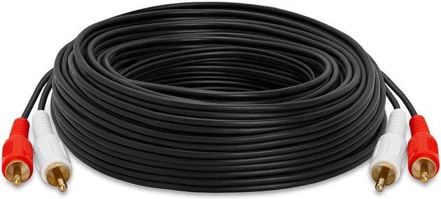 Alt view image 3 of 5 - Cmple - 2 RCA to 2 RCA Cables 50ft, Male to Male RCA Cable Stereo Audio Speaker Cable RCA Red and White Cables Double RCA Subwoofer Cable for Car Stereo, Marine Audio, Audio Mixer, Amplifier - Black