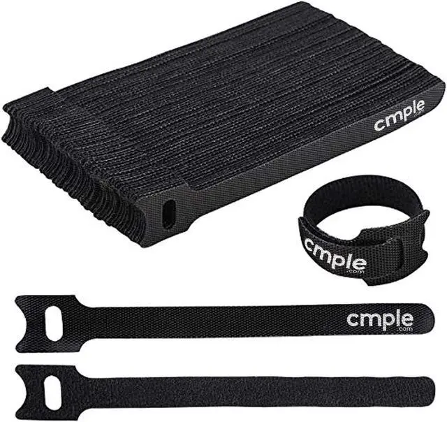 Main image of Cmple - 50PCS Reusable Cable Ties, Nylon Adjustable Cord Organizer Ties, Multi-purpose Hook Loop Cable Management Wire Ties, 6-inch Black