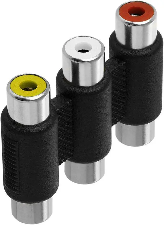 Alt view image 2 of 4 - Cmple - 3-RCA Jacks to 3-RCA Jacks Coupler White/Red/Yellow