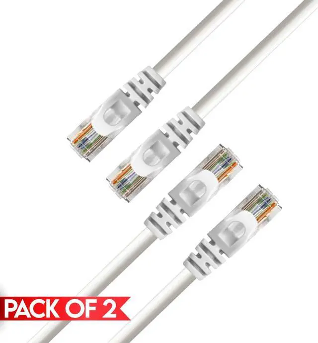 Main image of Cmple - [2 PACK] 10 Feet Cat6 Ethernet Patch Cable, 10Gbps Cat6 Network Cord with Snagless RJ45 Connectors, 10 Gigabit Computer Internet LAN Cable - White
