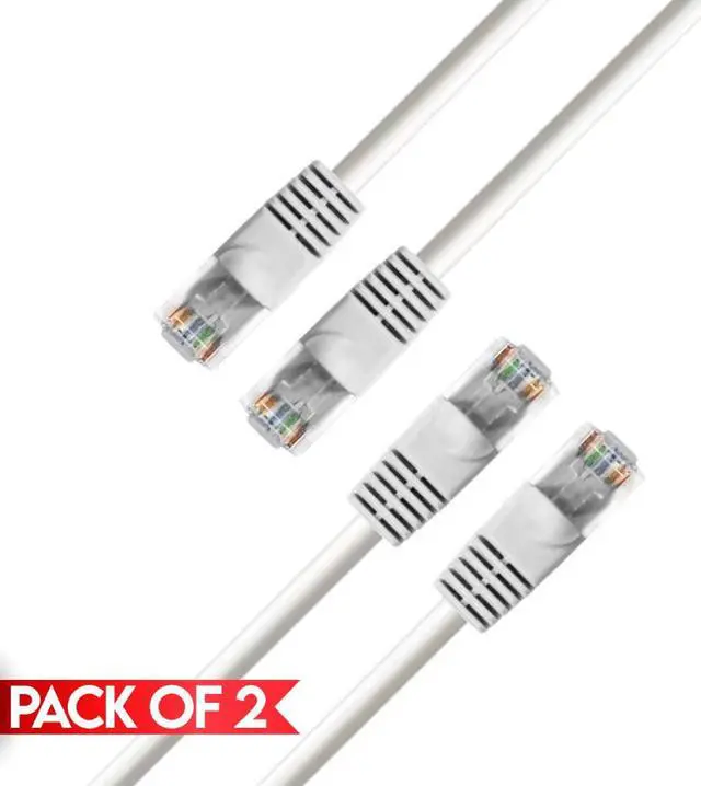 Main image of Cmple - [2 PACK] 7 Feet Cat5e Ethernet Cable, Network Patch Cord, LAN Cable with RJ45 Connectors, Cat 5 Wire for Fast Internet, 1 Gigabit Router Cable - White
