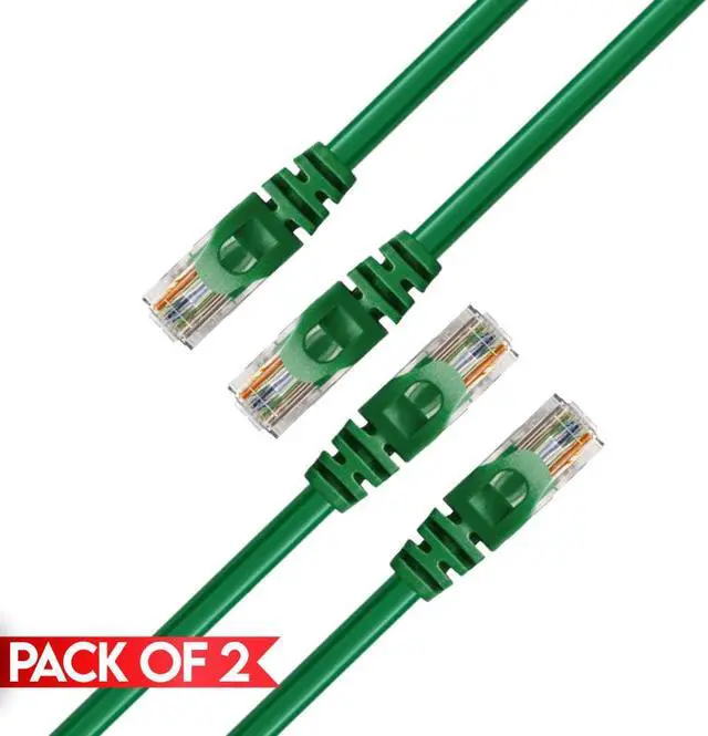 Main image of Cmple - [2 PACK] 1.5 Feet Cat6 Ethernet Patch Cable, 10Gbps Cat6 Network Cord with Snagless RJ45 Connectors, 10 Gigabit Computer Internet LAN Cable - Green