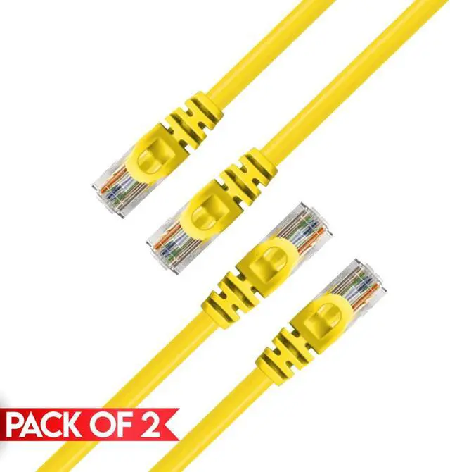 Main image of Cmple - [2 PACK] 1.5 Feet Cat6 Ethernet Patch Cable, 10Gbps Cat6 Network Cord with Snagless RJ45 Connectors, 10 Gigabit Computer Internet LAN Cable - Yellow
