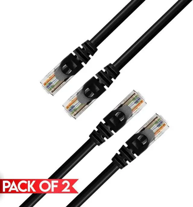 Main image of Cmple - [2 PACK] 10 Feet Cat6 Ethernet Patch Cable, 10Gbps Cat6 Network Cord with Snagless RJ45 Connectors, 10 Gigabit Computer Internet LAN Cable - Black