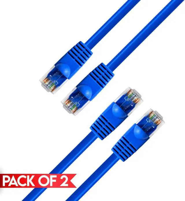 Main image of Cmple - [2 PACK] 1.5 Feet Cat5e Ethernet Cable, Network Patch Cord, LAN Cable with RJ45 Connectors, Cat 5 Wire for Fast Internet, 1 Gigabit Router Cable - Blue