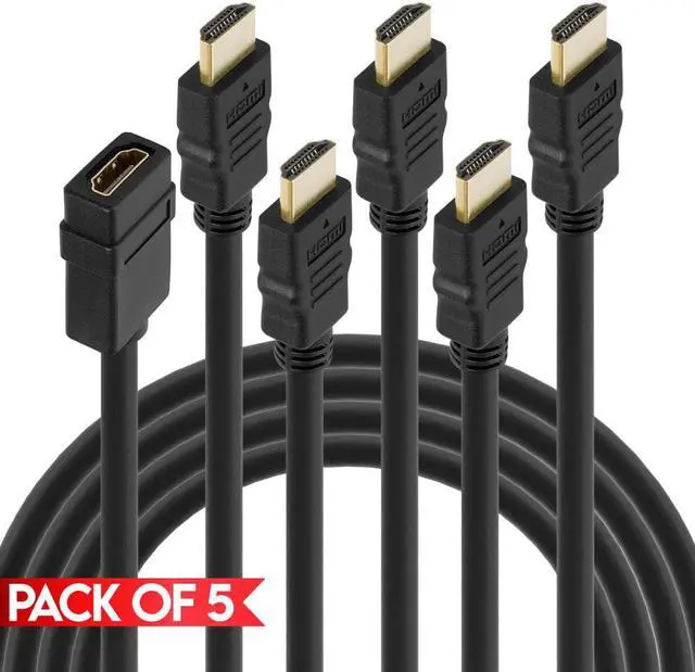 Main image of Cmple - [5 PACK] 6 FT HDMI Extender, HDMI Extension Cord, HDMI Male to Female Cable Adapter for HDTV, Monitor, PC, Mac Studio, MacBook Pro 2021, PS5, PS4, Xbox Series X, Blu-Ray Player